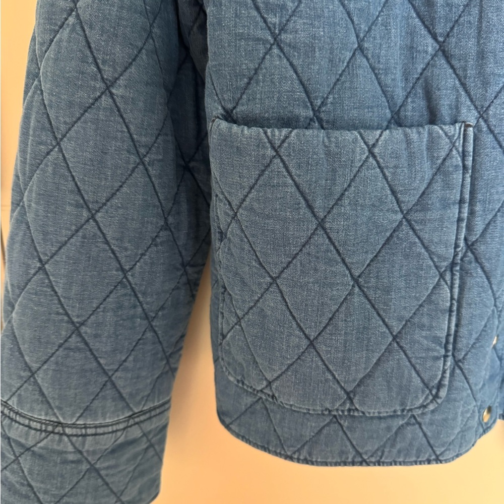 Sezane New Quilted Blue Denim Jacket - Picture 4 of 6
